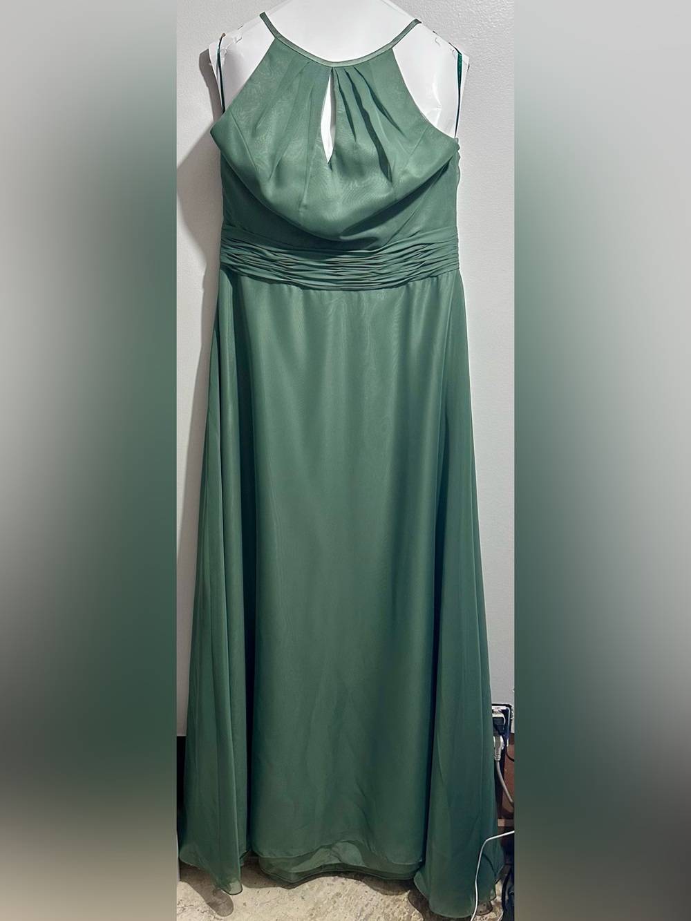Chiffon Forest Green A-Line Maxi Dress Size 16